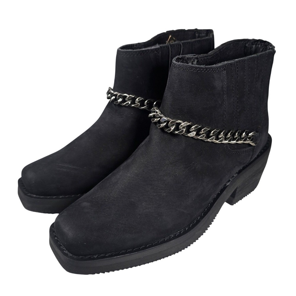 Harley-Davidson Womens Size 7 Black Leather Moto Combat Boots Round Toe